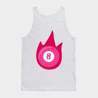 Flaming Pool Billiard Eight Ball in Pink Tank Top